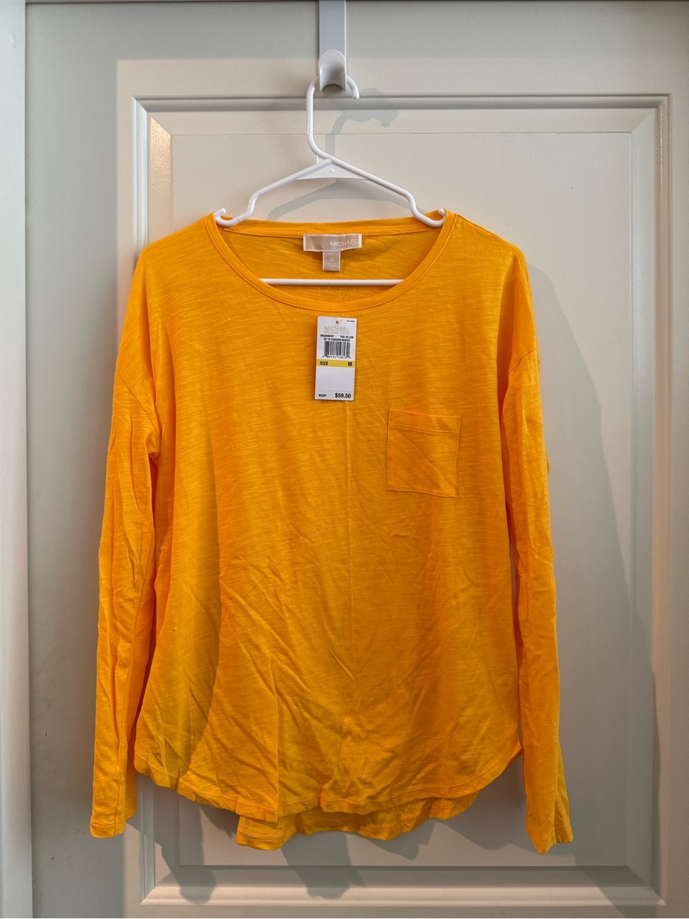 Michael Kors Yellow-Orange Long Sleeve Pocket Tee